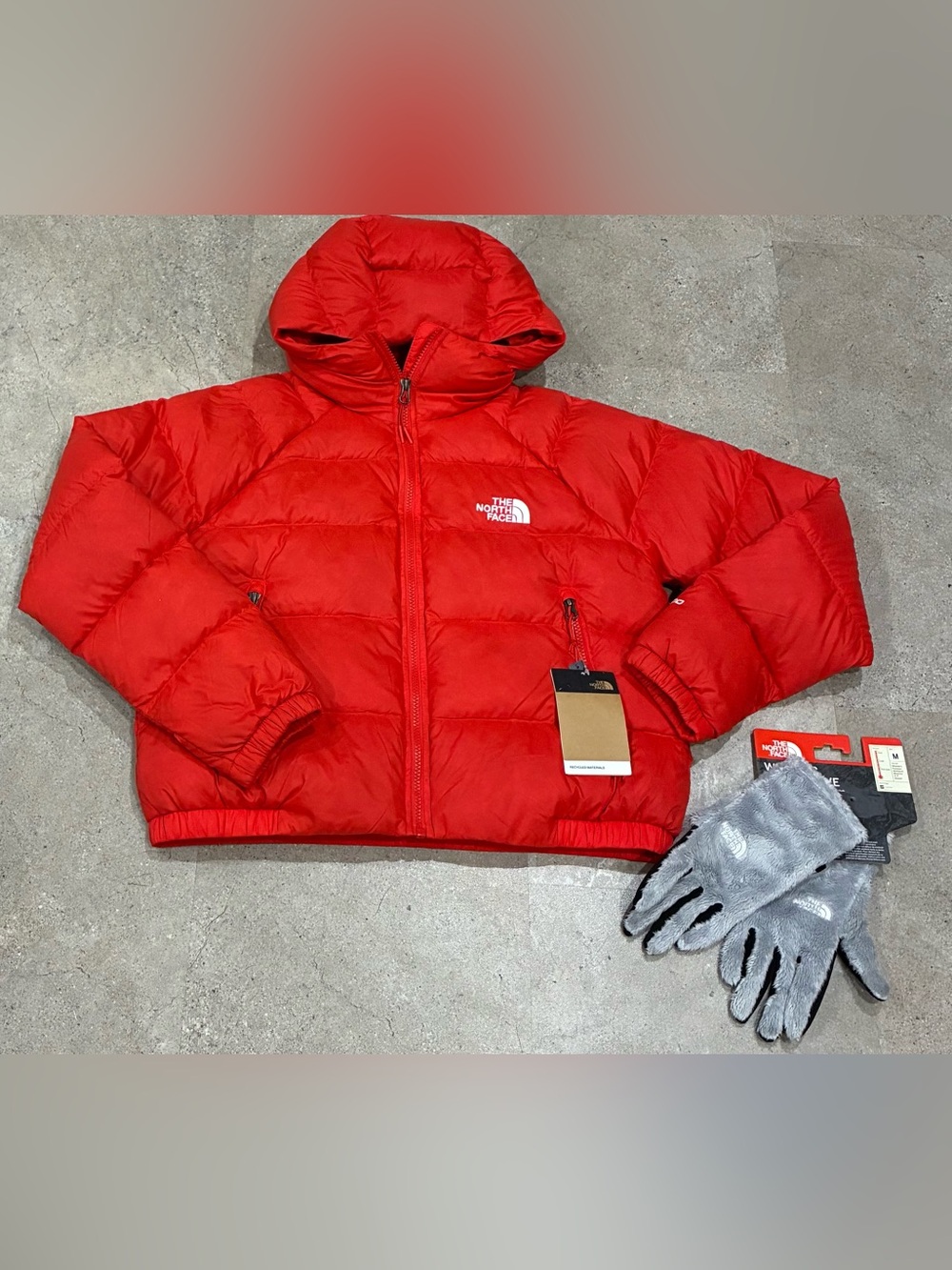 NWT Womens NORTH FACE 600 Down Coat & Osito Gloves, sz Medium